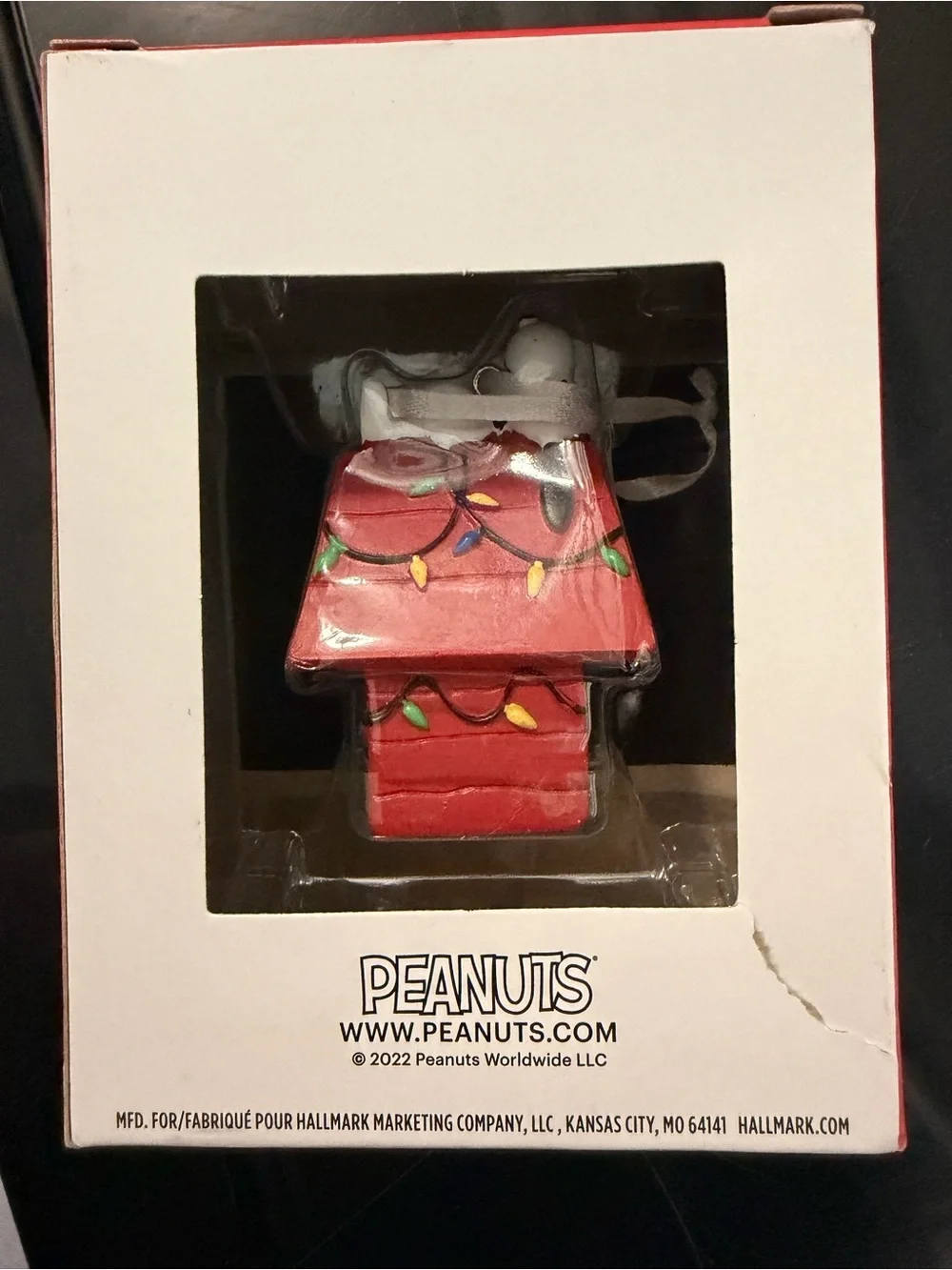 Peanuts Red Doghouse Ornament with Multicolor Lights - Peanuts